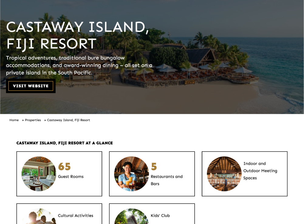 A screenshot of a KSL Resorts property level webpage.