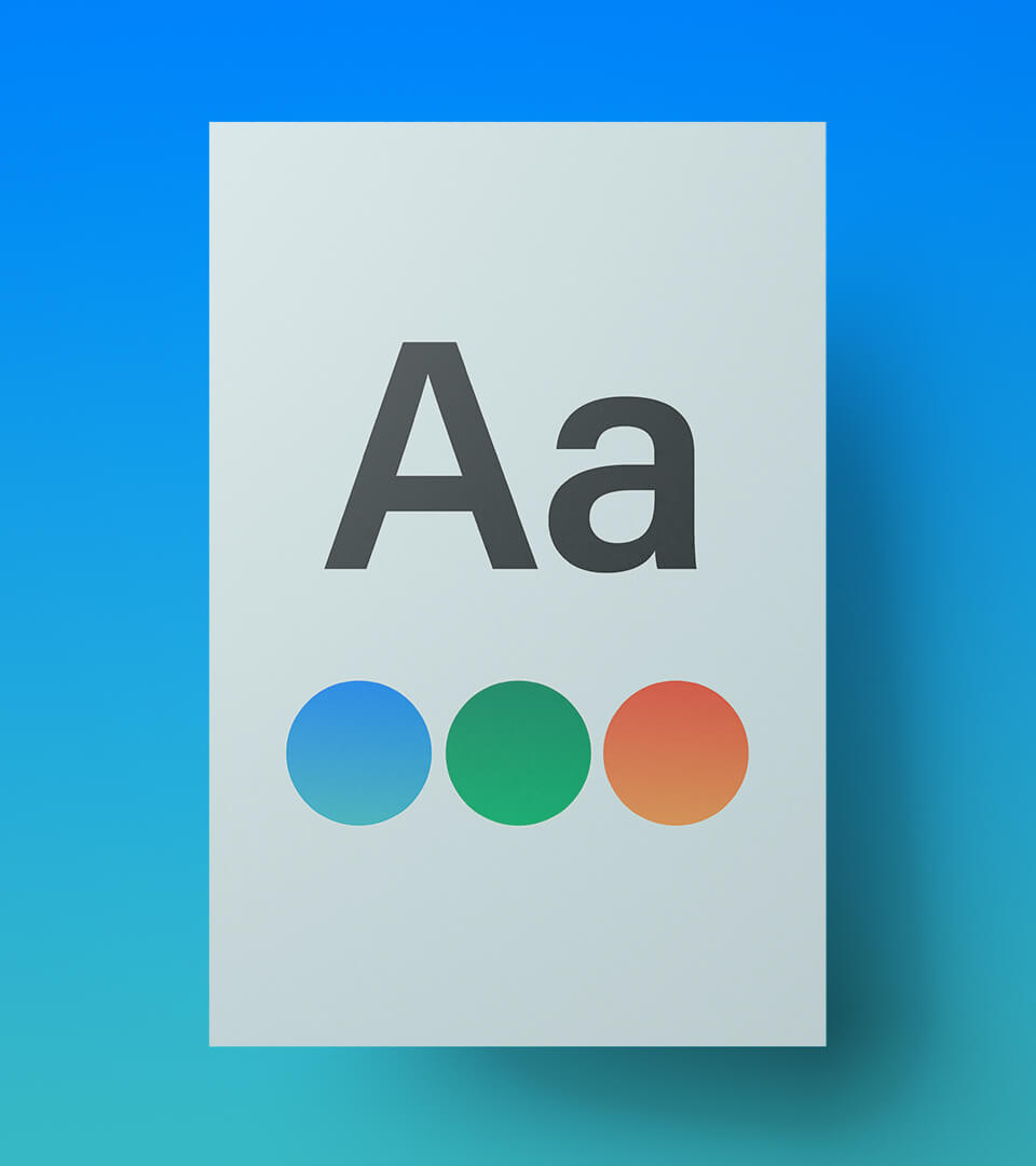 A graphic showing "Aa" in the Optimally brand typeface, with 3 circles beneath, indicating its brand color palette.