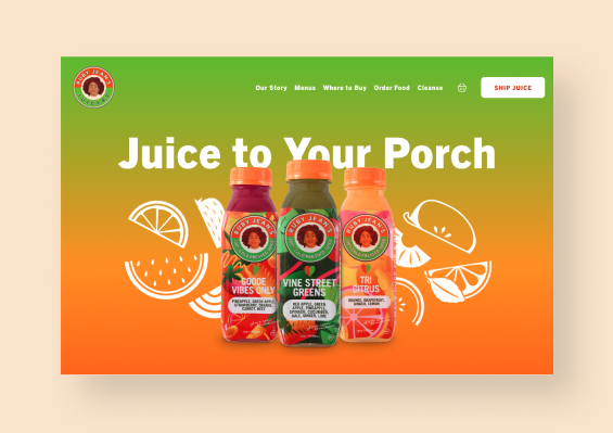 A sample of the new Ruby Jean's Juicery website