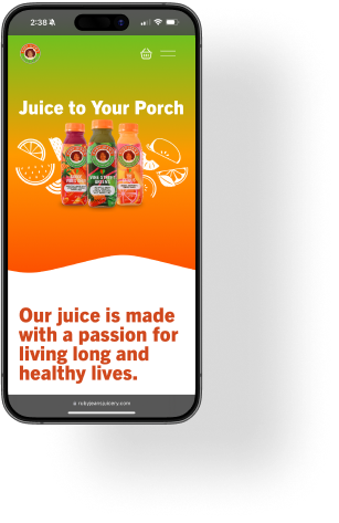 Ruby Jean's Juicery website homepage on a mobile device