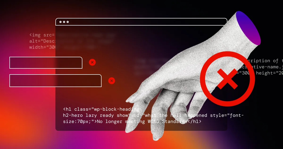 Illustrated floating hand with subtle UI / UX components set over a gradient background